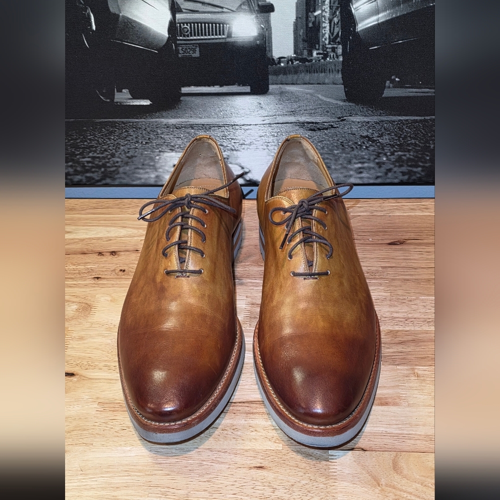 Magnanni Men’s Cognac Patina Leather Derby Hybrid Shoes  Size 13M  Model 21250